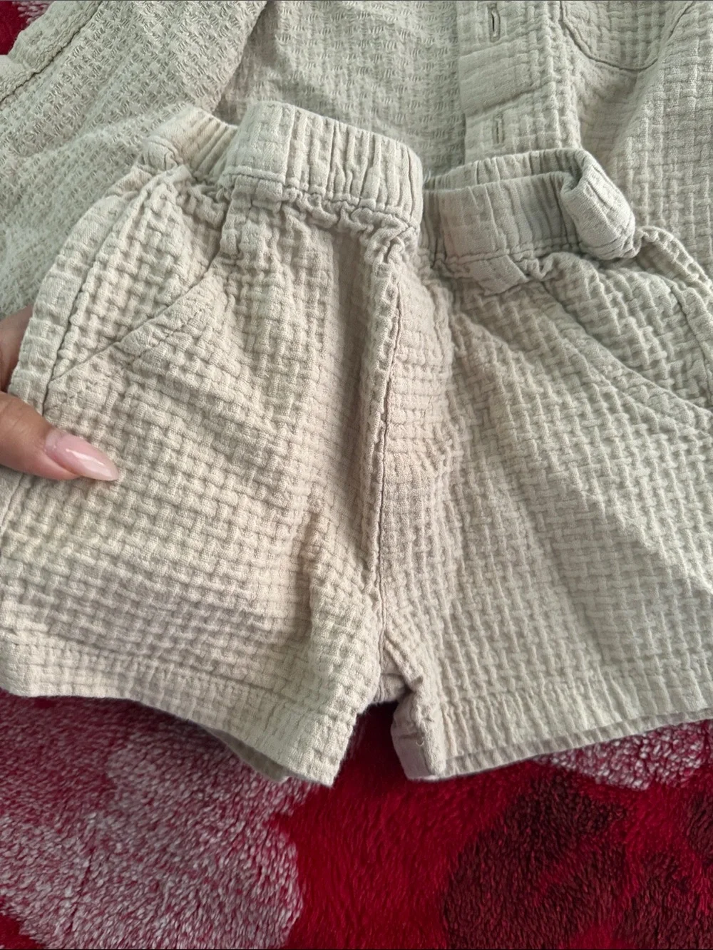 Kids khaki Waffle 3-Piece Outfit Set with Hat 18 months unisex